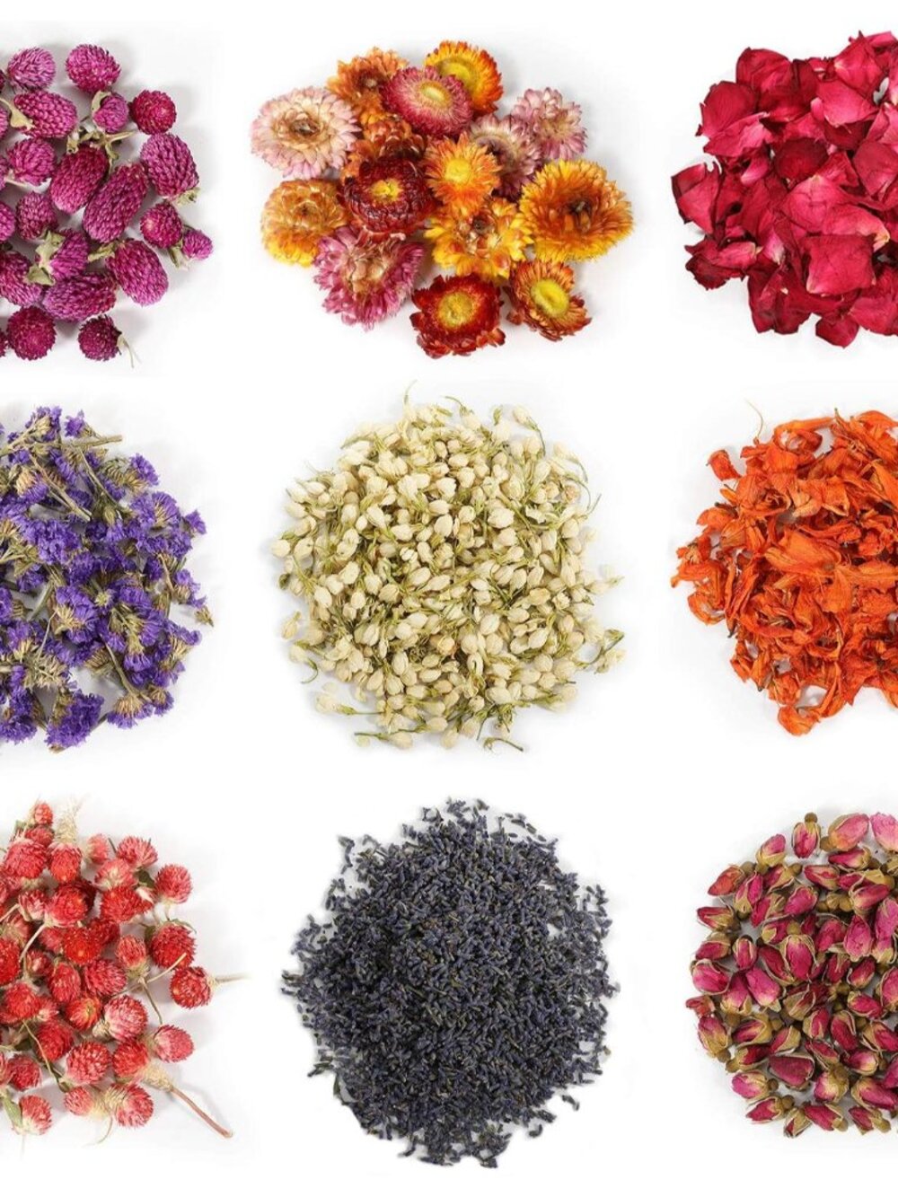 9 Bags Dried Flowers,100% Natural Dried Flowers Herbs Kit for Soap Making, DIY C